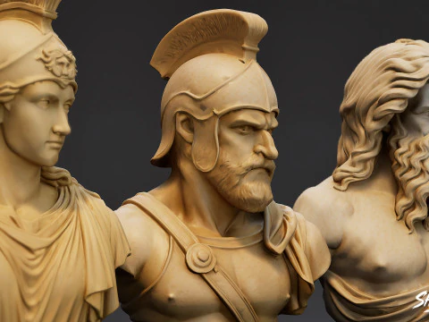 Olympian Gods Busts Pack 3D Model