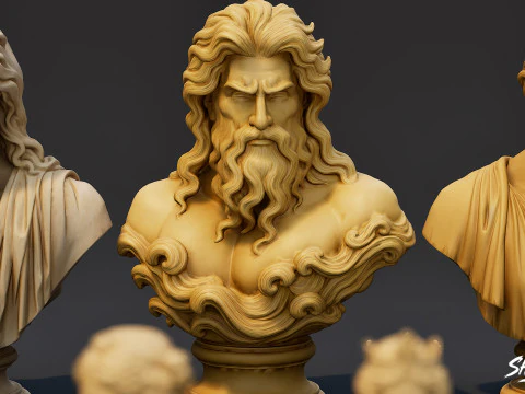 Olympian Gods Busts Pack 3D Model