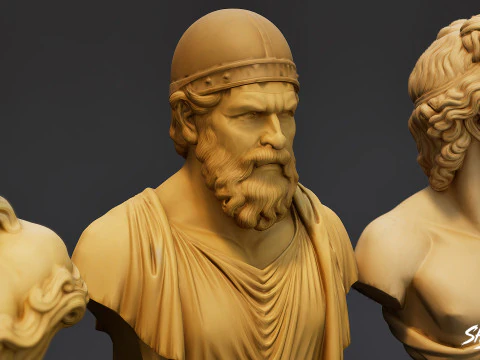 Olympian Gods Busts Pack 3D Model