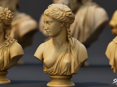 オリンピアンの神々胸像パック 3Dモデル