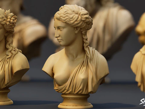 Olympian Gods Busts Pack 3D Model