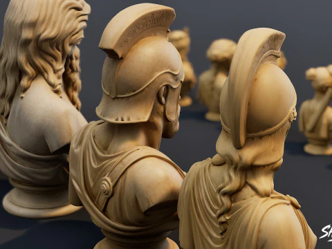 Olympian Gods Busts Pack 3D Model