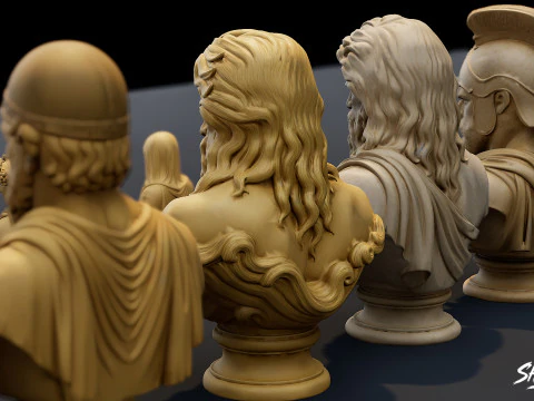 Olympian Gods Busts Pack 3D Model