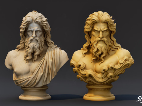 オリンピアンの神々胸像パック 3Dモデル