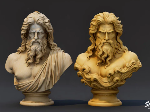 Olympian Gods Busts Pack 3D Model