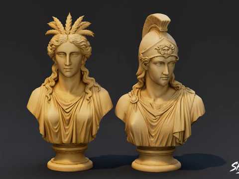 Olympian Gods Busts Pack 3D Model