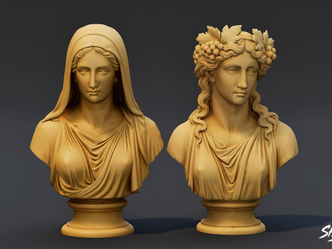 オリンピアンの神々胸像パック 3Dモデル