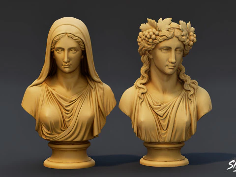Olympian Gods Busts Pack 3D Model