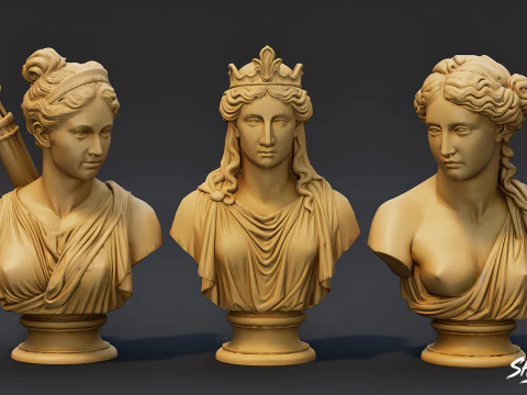 Olympian Gods Busts Pack 3D Model
