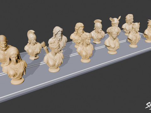 オリンピアンの神々胸像パック 3Dモデル