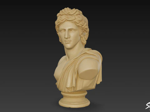Greek God Apollo Bust 3D Model