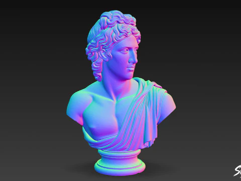 Greek God Apollo Bust 3D Model