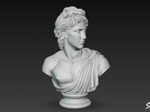 Greek God Apollo Bust 3D Model