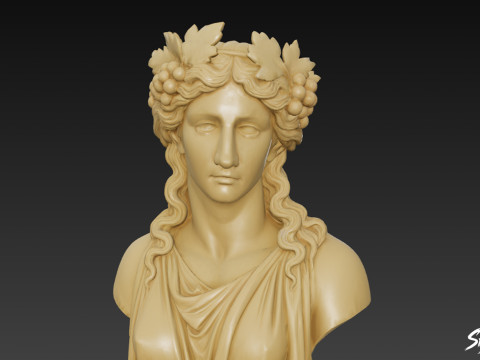 Griechischer Gott Dionysos Büste 3D Modell