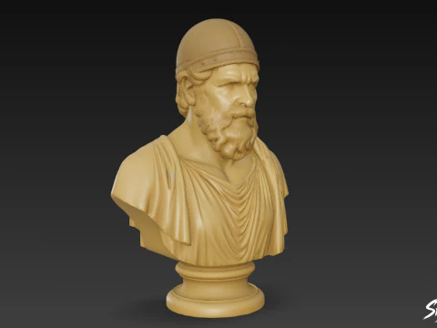 Greek God Hephaestus Bust 3D Model