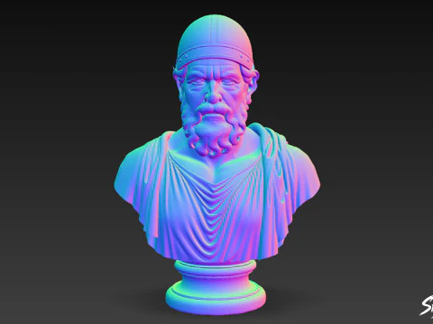 Greek God Hephaestus Bust 3D Model