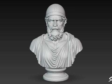 Greek God Hephaestus Bust 3D Model