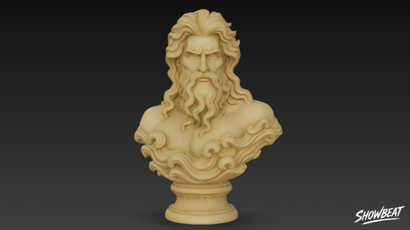Бюст грецького бога Посейдона 3D Модель .c4d .max .obj .3ds .fbx .stl .blend 
