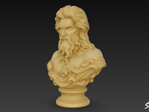 Бюст грецького бога Посейдона 3D Модель