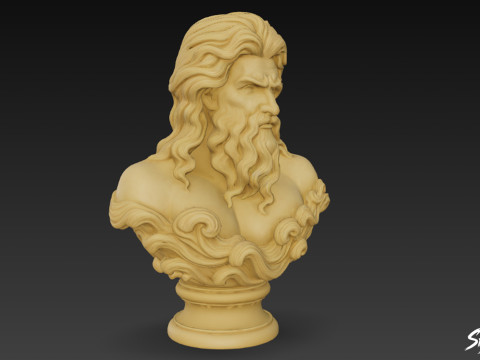Бюст грецького бога Посейдона 3D Модель