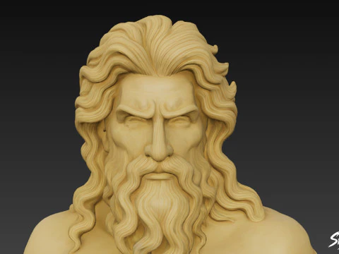 ग्रीक भगवान पोसीडॉन बस्ट 3D मॉडल
