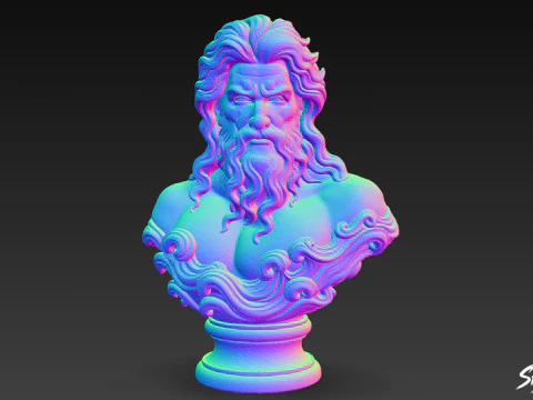 ग्रीक भगवान पोसीडॉन बस्ट 3D मॉडल
