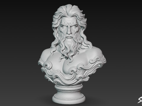 Бюст грецького бога Посейдона 3D Модель