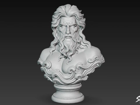 ग्रीक भगवान पोसीडॉन बस्ट 3D मॉडल