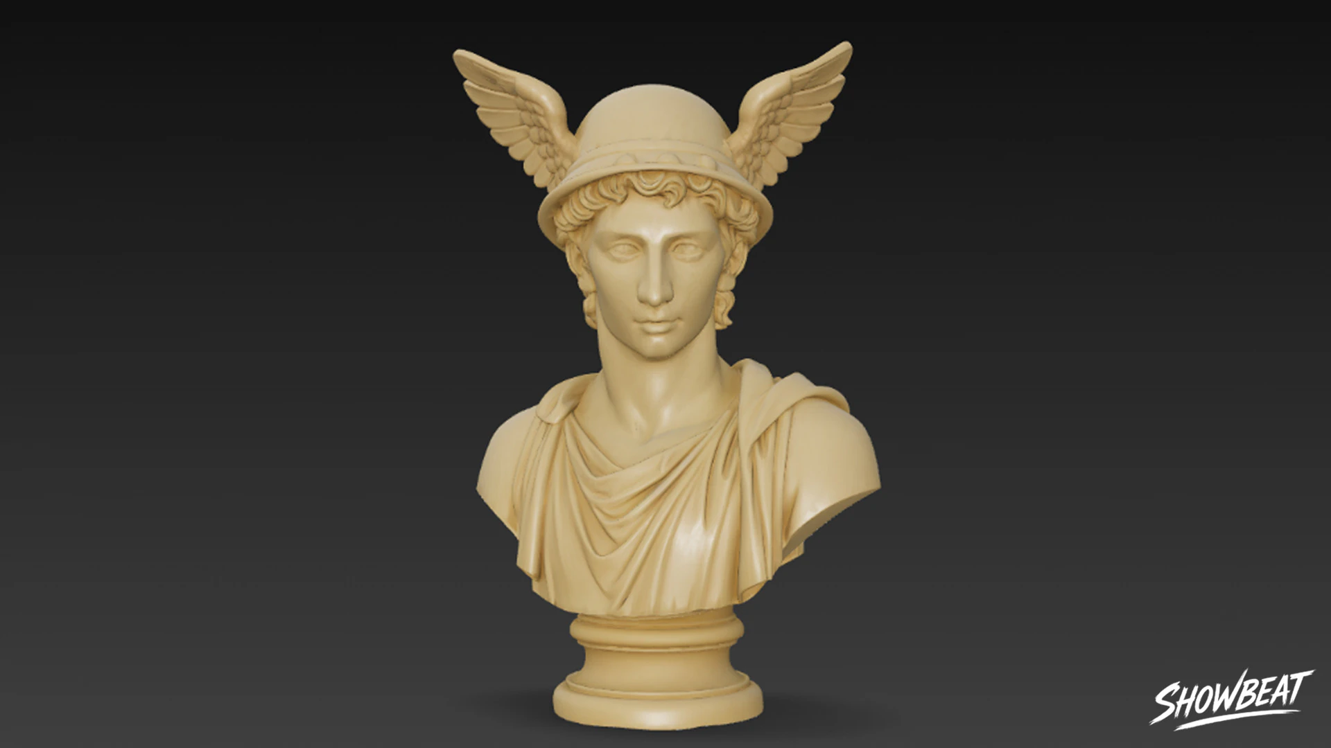 Classical Winged Messenger Bust 3D Model .c4d .max .obj .3ds .fbx .stl .blend