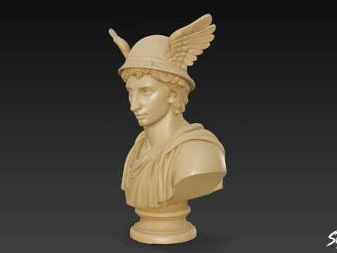 Classical Winged Messenger Bust 3D Model