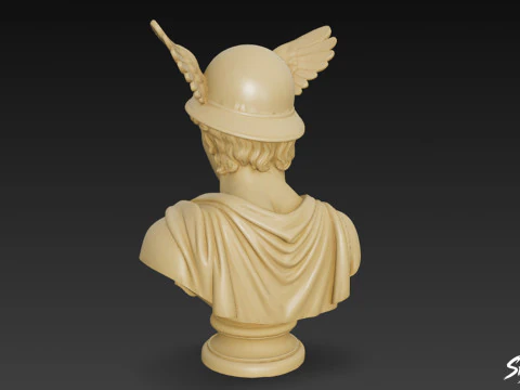 Classical Winged Messenger Bust 3D Model