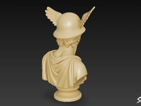 Classical Winged Messenger Bust 3D Model