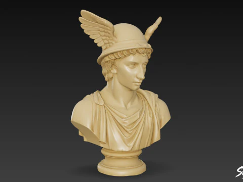 Classical Winged Messenger Bust 3D Model