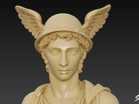 Classical Winged Messenger Bust 3D Model