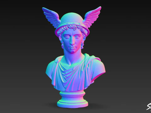 Classical Winged Messenger Bust 3D Model