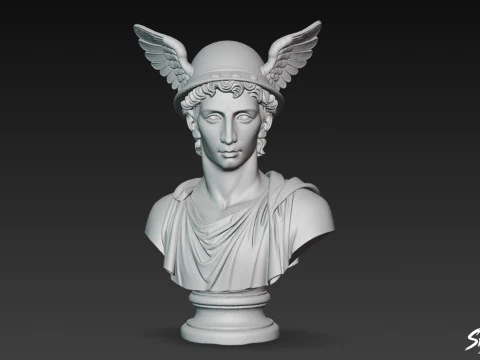 Classical Winged Messenger Bust 3D Model