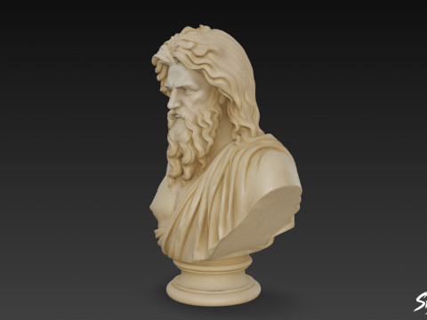 Greek God Zeus Bust 3D Model