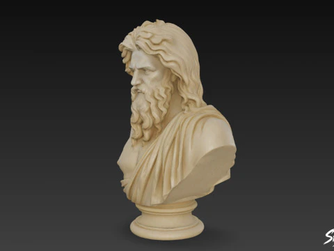 Greek God Zeus Bust 3D Model