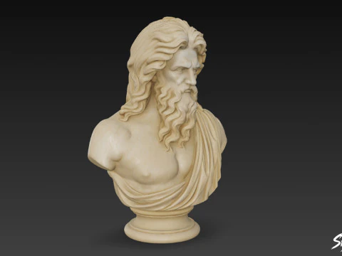 Greek God Zeus Bust 3D Model