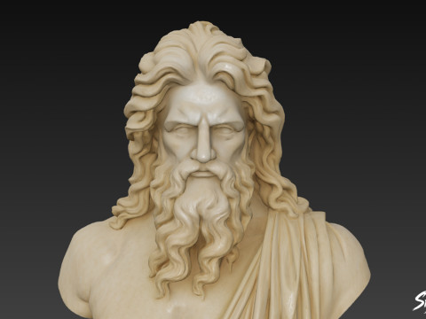 Greek God Zeus Bust 3D Model