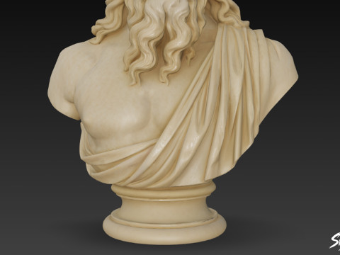 Greek God Zeus Bust 3D Model