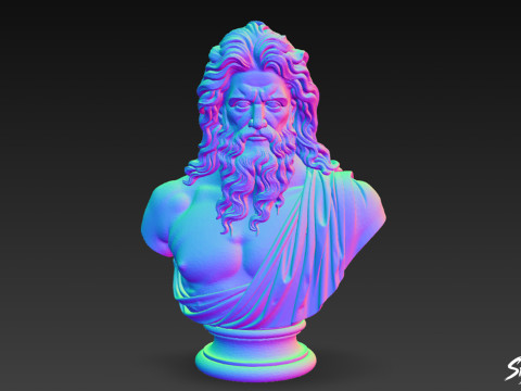 Greek God Zeus Bust 3D Model