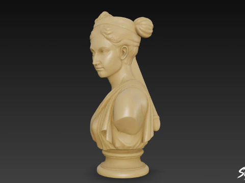 Greek Goddess Artemis Bust 3D Model