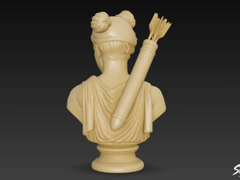 Greek Goddess Artemis Bust 3D Model