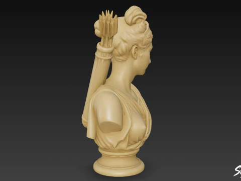 Greek Goddess Artemis Bust 3D Model