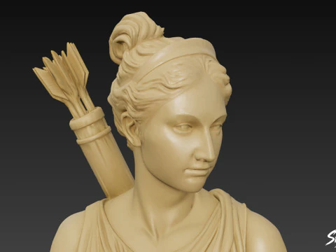 Greek Goddess Artemis Bust 3D Model