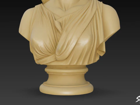 Greek Goddess Artemis Bust 3D Model
