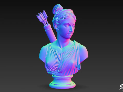 Greek Goddess Artemis Bust 3D Model