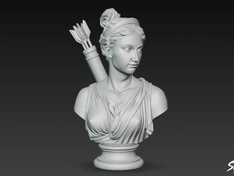 Greek Goddess Artemis Bust 3D Model