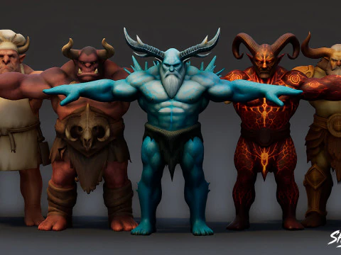 Complete Ogre T-Pose Pack 3D Model